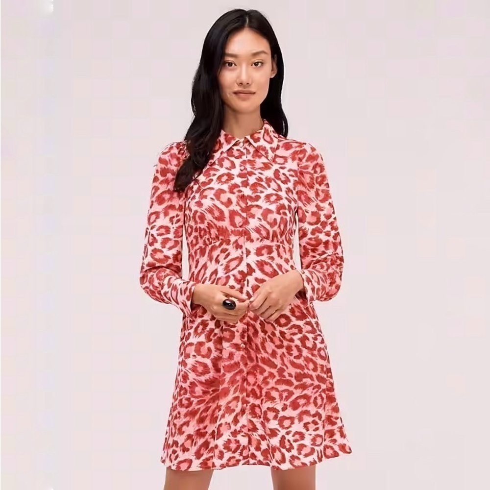 NWT Kate Spade New York Panthera Shirtdress pink animal print